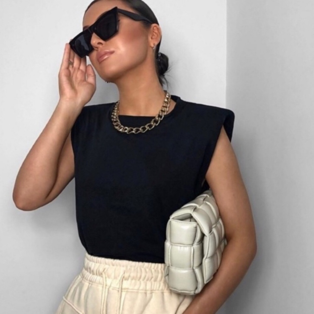 NWT Zara Padded Shoulder Crop Top - Picture 15 of 16